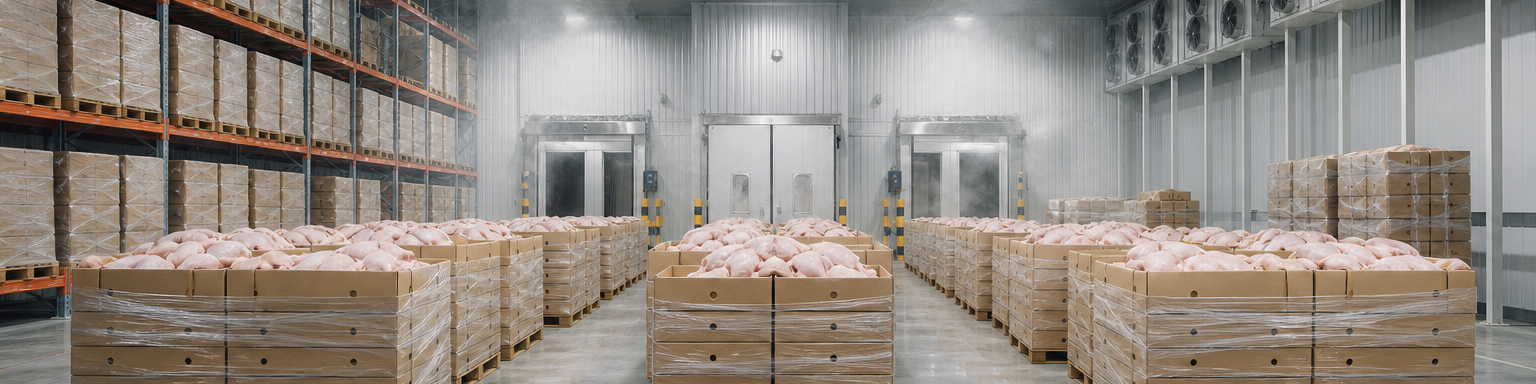 Frozen poultry cold storage and export packaging preparation